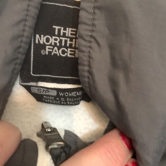 The North Face size small white & grey fleece zip jacket three pockets - Picture 4 of 11